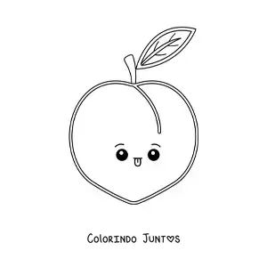 Desenho para colorir de pêssego kawaii fácil
