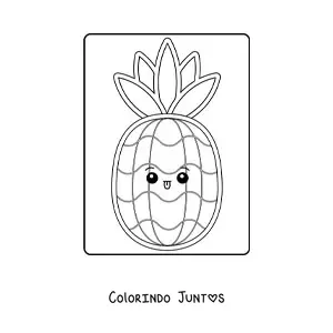 Desenho para colorir de abacaxi kawaii fácil