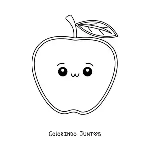 Desenho para colorir de maçã kawaii fácil