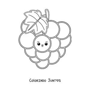 Desenho para colorir de cacho de uvas kawaii fácil