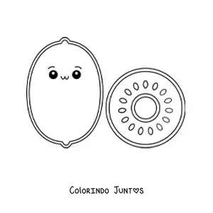 Desenho para colorir de kiwi kawaii fácil