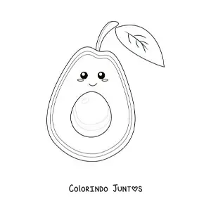 Desenho para colorir de abacate kawaii com folha
