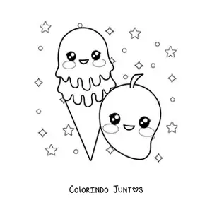 Desenho para colorir de sorvete de manga kawaii