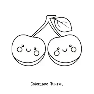 Desenho para colorir de cerejas fofas