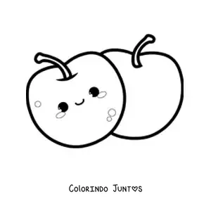 Desenho para colorir de cerejas kawaii