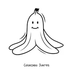 Desenho para colorir de casca de banana kawaii