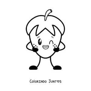 Desenho para colorir de morango animado bonito