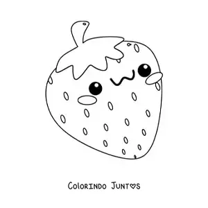 Desenho para colorir de morango kawaii