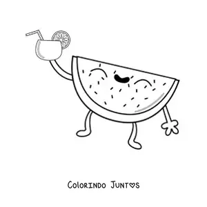 Desenho para colorir de melancia animada
