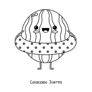 Desenho para colorir de melancia kawaii animada