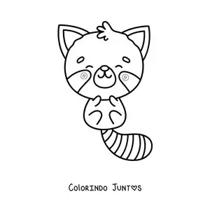 Desenho para colorir de panda-vermelho kawaii grande