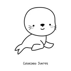Desenho para colorir de foca kawaii grande