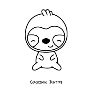 Desenho para colorir de bicho-preguiça kawaii grande