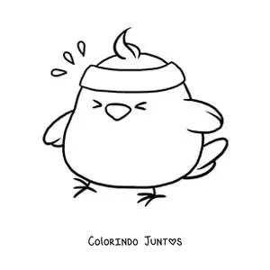 Desenho para colorir de pintinho kawaii esportivo
