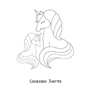 Desenho para colorir de família de unicórnios
