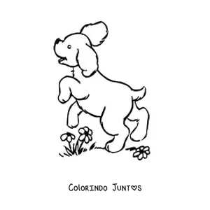 Desenho para colorir de cachorrinho animado pulando