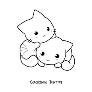 Desenho para colorir de gatos kawaii