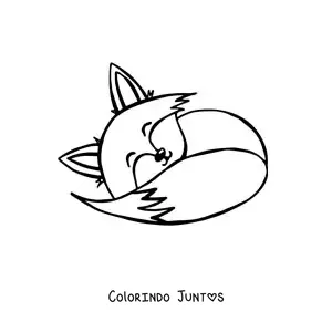 Desenho para colorir de raposa kawaii dormindo
