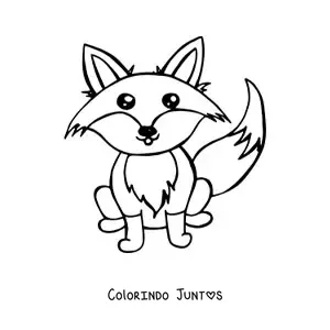 Desenho para colorir de raposa kawaii sentada grande