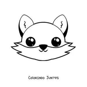 Desenho para colorir de rosto de raposa kawaii