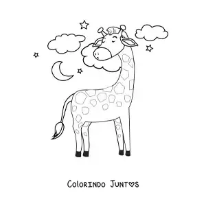 Desenho para colorir de girafa dormindo