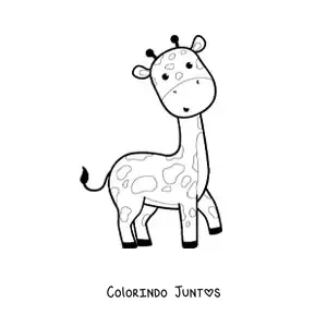 Desenho para colorir de girafa kawaii