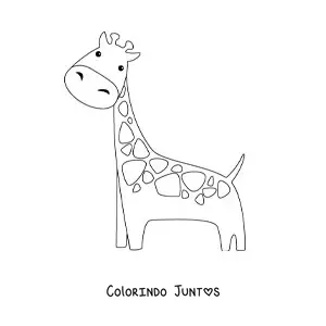 Desenho para colorir de girafa kawaii fácil
