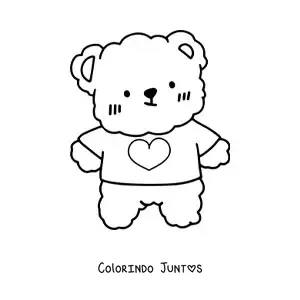 Desenho para colorir de urso de pelúcia kawaii