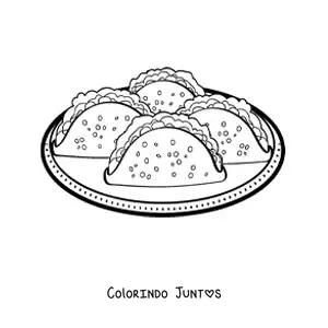 Desenho para colorir de um prato de tacos