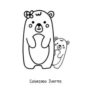 Desenho para colorir de mamãe e filhote de urso