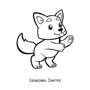 Desenho para colorir de filhote de lobo kawaii