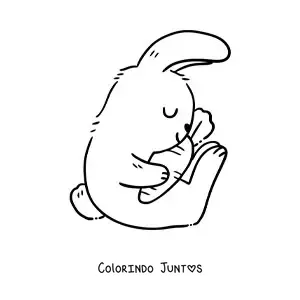 Desenho para colorir de coelho grande abraçando cenoura