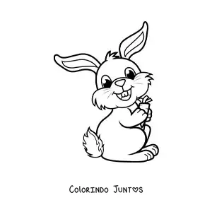 Desenho para colorir de coelho engraçado com cenoura