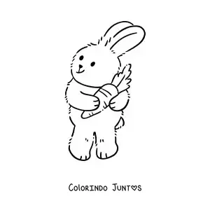 Desenho para colorir de coelho grande animado com cenoura
