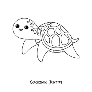 Desenho para colorir de tartaruga aquática kawaii