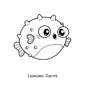 Desenho para colorir de baiacu kawaii