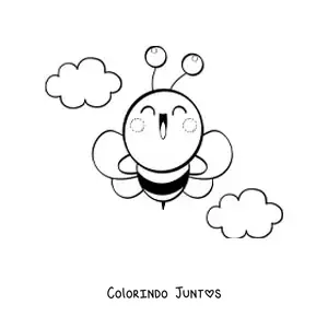 Desenho para colorir de abelha kawaii grande voando
