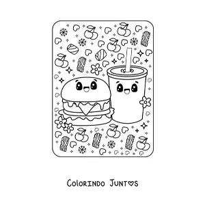 Desenho para colorir de comida porcaria kawaii