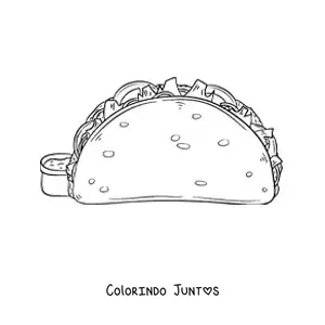 Desenho para colorir de um taco com guacamole