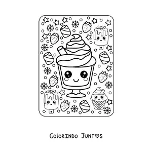 Desenho para colorir de taça de sorvete kawaii