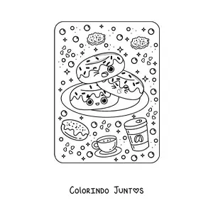 Desenho para colorir de rosquinhas kawaii