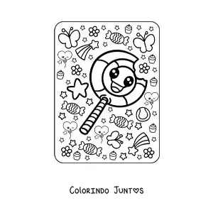 Desenho para colorir de pirulito kawaii