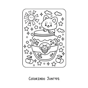 Desenho para colorir de mel com cachorro kawaii