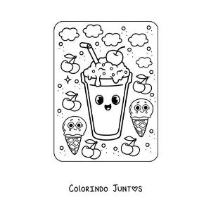 Desenho para colorir de bebida gelada kawaii