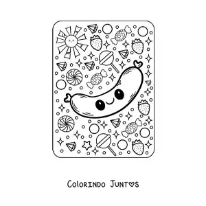 Desenho para colorir de salsicha kawaii grande