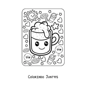 Desenho para colorir de cerveja kawaii grande