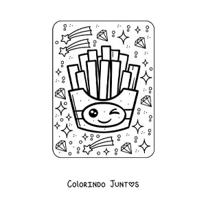 Desenho para colorir de porção de batatas fritas kawaii grande