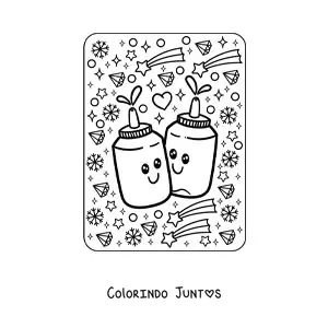 Desenho para colorir de molhos kawaii grandes