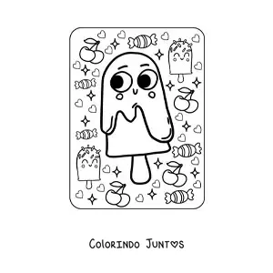 Desenho para colorir de picolé kawaii grande