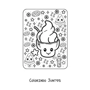 Desenho para colorir de sorvete kawaii grande
